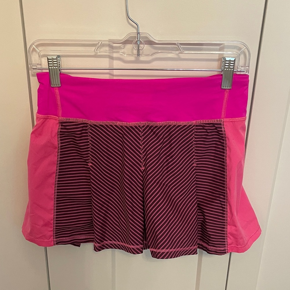 Lululemon Athletica Pink and Black Striped Skort